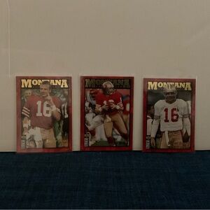JOE MONTANA COLLECTORS CHOICE THREE CARD SET BRAND NEW IN SLEEVES SHIPS FAST!!!!